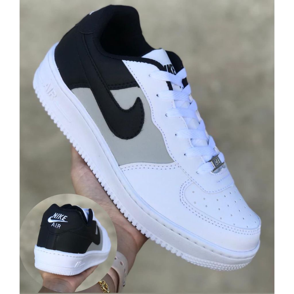 SUPER DESCONTO - Tênis Nike Air Force 1 branco preto unissex - FRETE GRATIS
