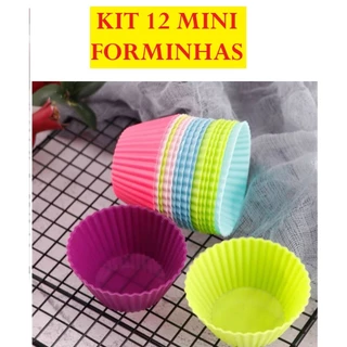 Kit 12 Mini Forminhas 5X3X2CM Forma Redondo Silicone Brigadeiro Tortinha Bolinhos Multicolorido em Oferta na Shopee