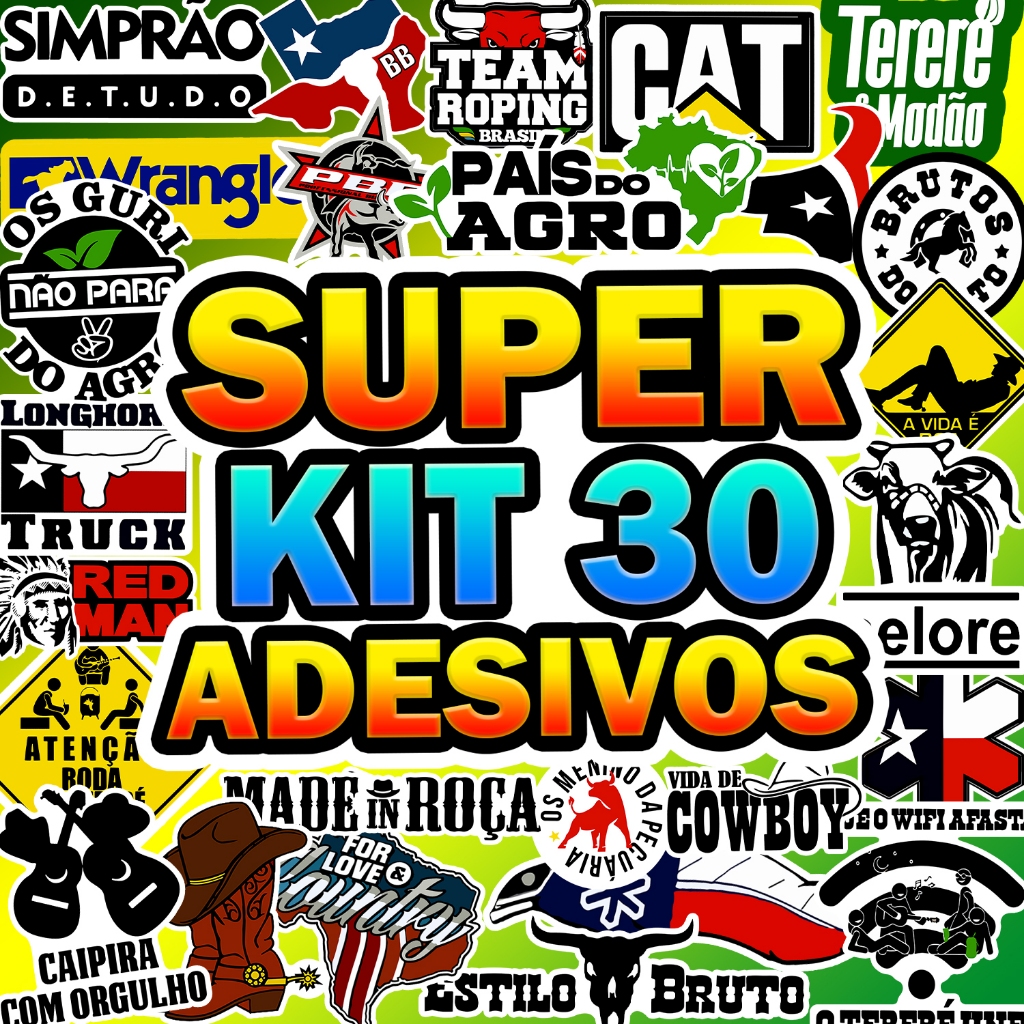 Super Kit 30 Adesivos Sticker Agro Cowboy Made in Roça Bruto Pecuaria ...