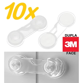 10 Trava Porta Gaveta Geladeira Transparente Segurança Bebê - Fita 3M em Oferta na Shopee