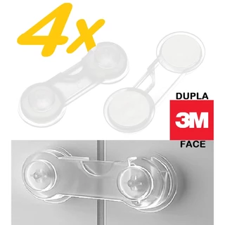 4 Travas Porta Gaveta Geladeira Transparente Segurança Bebê - Fita 3M em Oferta na Shopee