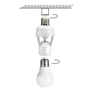 Soquete Luz Com Sensor De Movimento Bivolt E Area De 360 Graus Lampada Por Indução