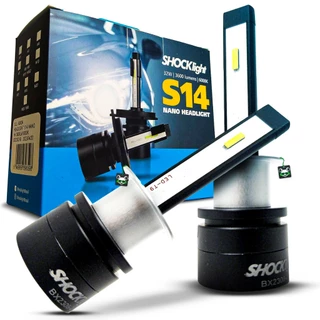 Par Lâmpada Automotiva Shocklight Led S14 Nano Headlight 3600 Lúmens 6000k 32W Encaixe Modelo H1