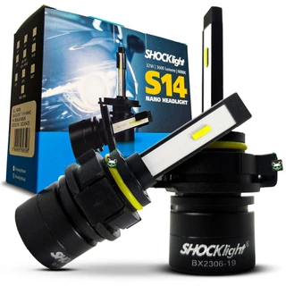 Par Lâmpada Shocklight Led Automotivo S14 Nano Headlight 3600 Lumens 6000k 32W Encaixe Modelo H16