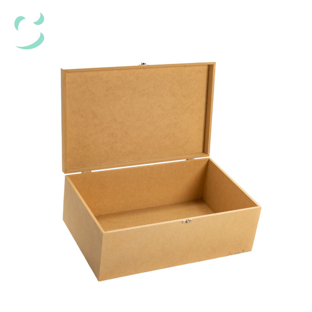 Caixa organizadora lisa em mdf cru com fecho 30x20x10