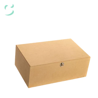 Caixa organizadora lisa com fecho em mdf cru 35x23x12
