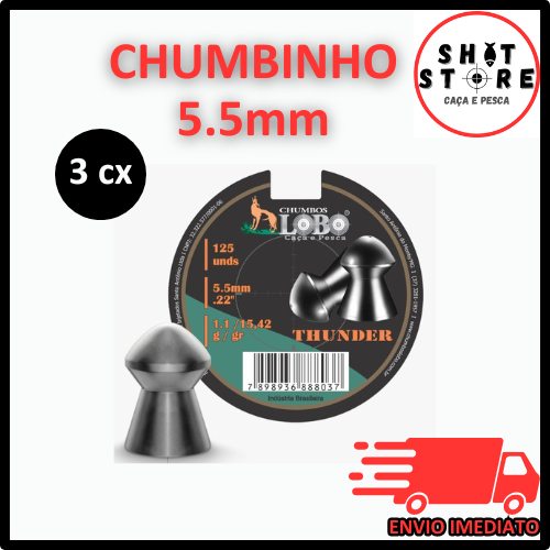 Kit 3 cx Chumbinho de Pressão Thunder 5.5mm - 375 unidades