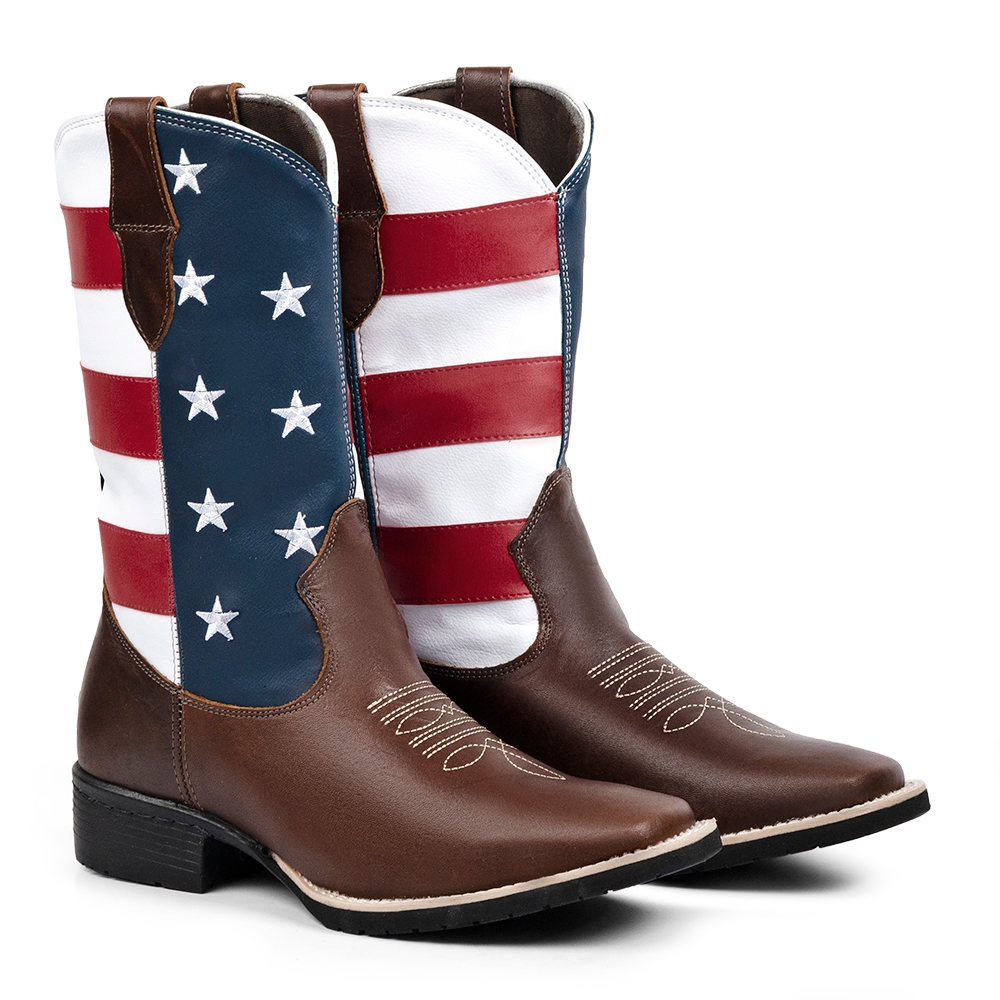 Bota Texana Masculina Country Em Couro Cowboy Rodeio Estados Unidos ...