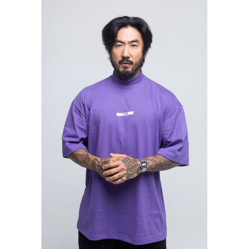 Camiseta Oversized Gola Alta Roxo Rubber