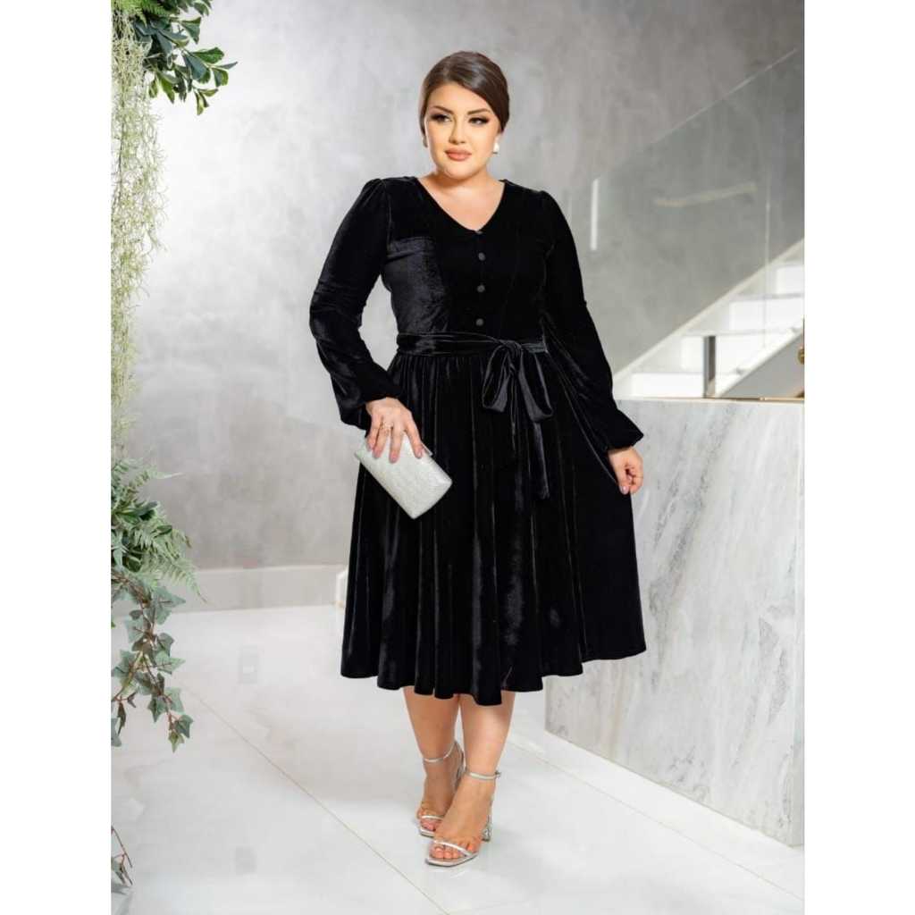 vestido de veludo inverno mídi godê moda evangélica