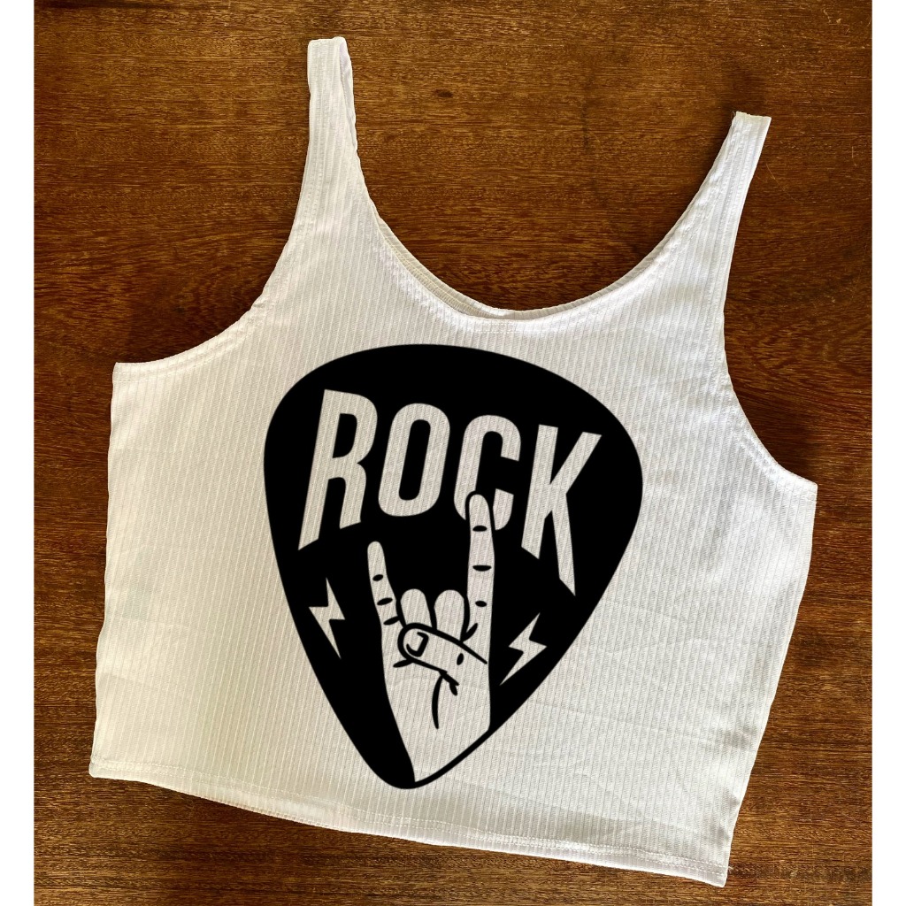 Cropped do Rock com Paleta - Canelado Feminino | Shopee Brasil
