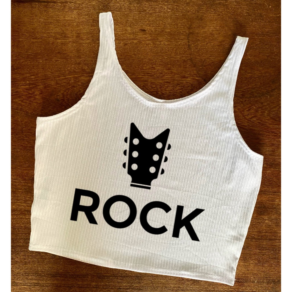 Cropped do Rock com Guitarra - Canelado Feminino | Shopee Brasil