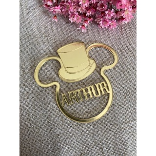 10 CABEÇA MICKEY COM CARTOLA EM ACRÍLICO ESPELHADO 5CM