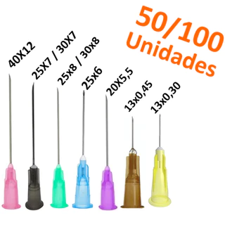 Agulha Hipodermica Com 50/100 Unidades Vários Tamanhos em Oferta na Shopee