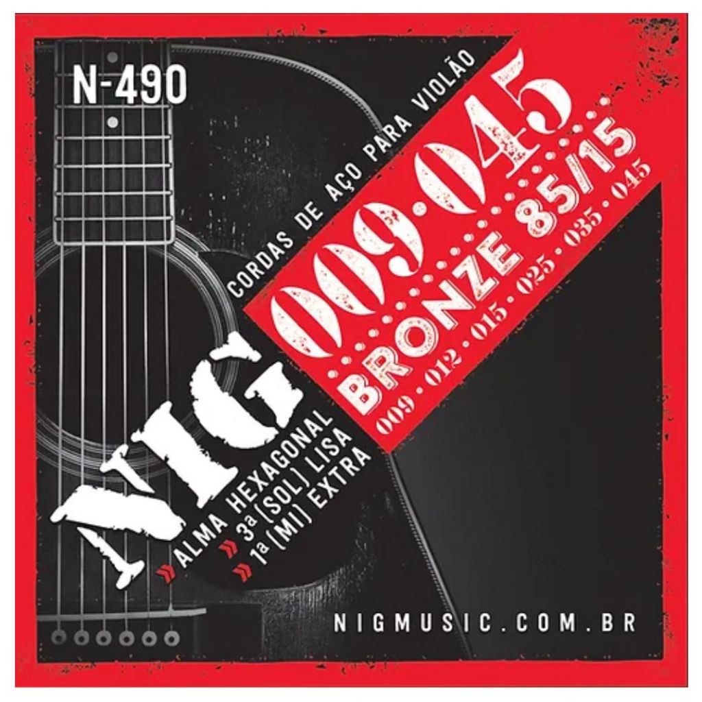 Encordoamento Cordas De Aço Violão Nig 09 045 Bronze N490