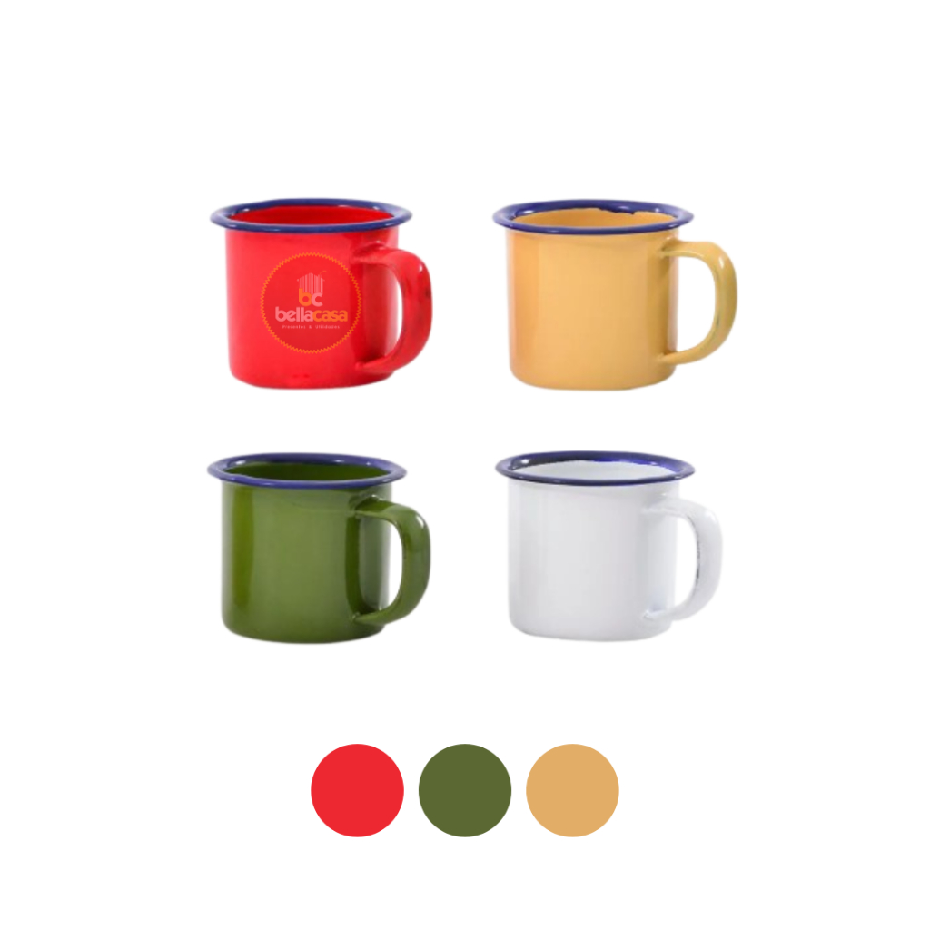 Kit 04 Canecas Color Retrô Xícaras Esmaltadas Café Chá decoração servir