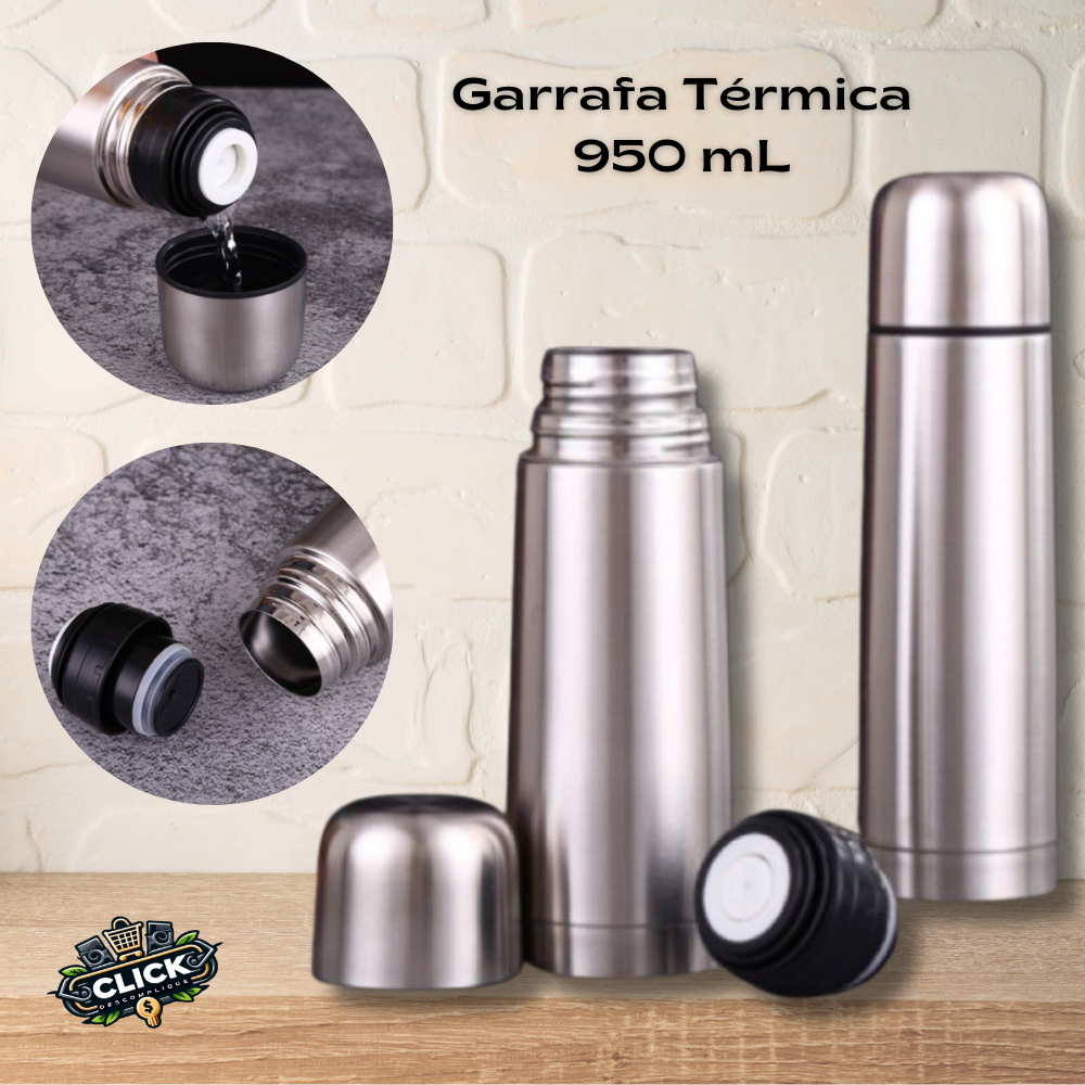 Garrafa Térmica Aço Inox 950ml Agua Quente e Gelada | Shopee Brasil
