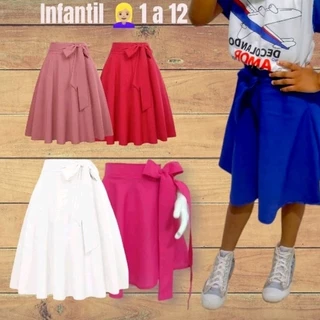 Saia infantil,Saia godê infantil,Saia laço infantil godê Tam 1 ao 12
