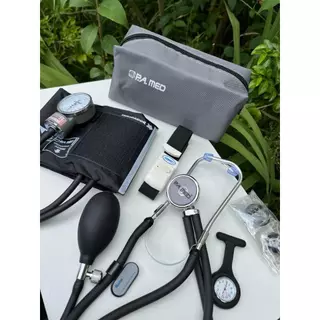 Kit Enfermagem P.A MED Preto Black Clássico Com Garrote, Relógio, Estojo, com 2 anos de Garantia