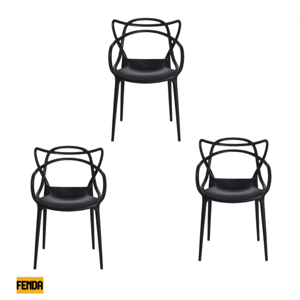 Kit 3 Cadeiras Allegra Empilhável Para Seu Quarto Sala Cozinha