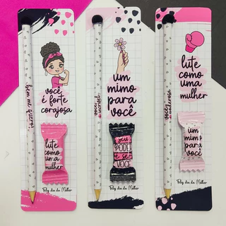 Kit 15/30 Lembrancinhas Card + Lápis + Bala Personalizados - Dia Das Mulheres em Oferta na Shopee