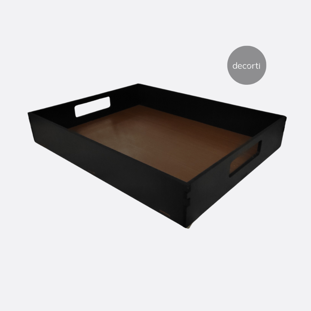 Bandeja Café Da Manhã Reta Marrom Fundo Caramelo Cantinho do Café Chá Resistente Mdf