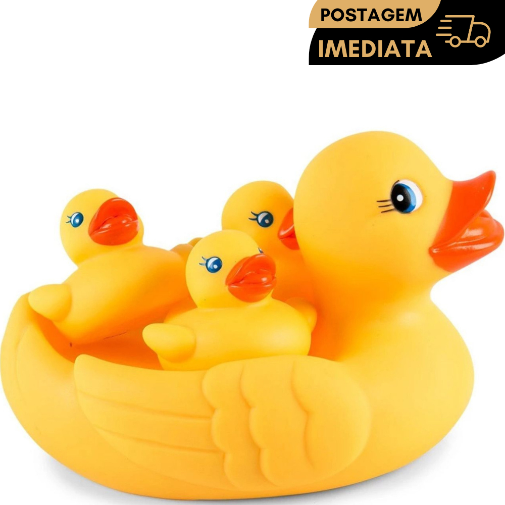 Kit 4 Brinquedo Pato de Borracha 1 Mamãe 3 Filhotes (patinhos) | Shopee ...