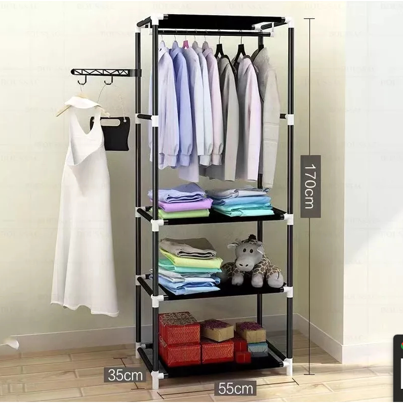 Arara De Roupa Sapateira Cabideiro De Chão Rack Organizador Multiuso Aço Inox Pequena