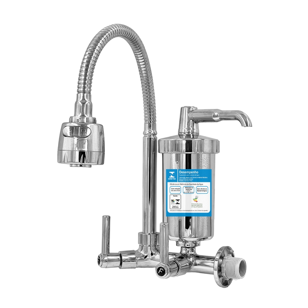 Torneira Gourmet Com Filtro Cozinha Luxo Parede 1/4 De Volta