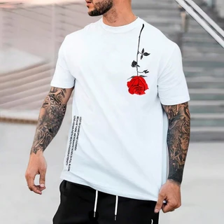 Camiseta T-shirt Manfinity Homem Floral 100% Algodão