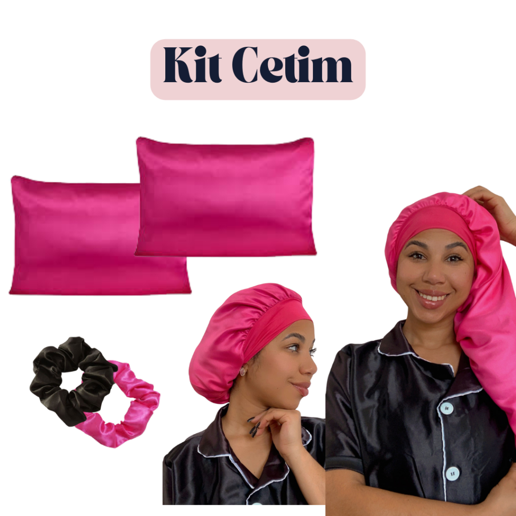 Kit touca toca de cetim seda com faixa fronha de cetim scrunchie xuxa ...