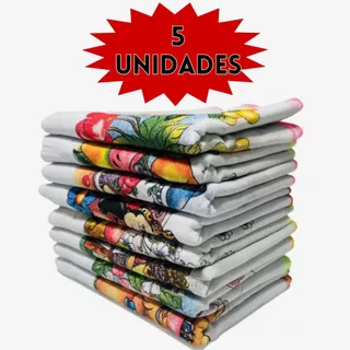 Pano de Prato Overlock Estampado Kit 5 Unidades