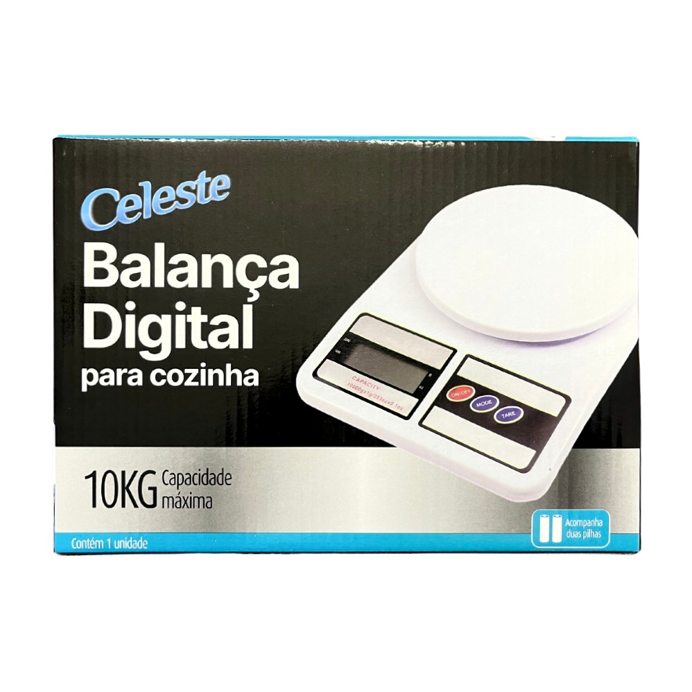 Balança digital cozinha precisão 10kg CELESTE c/Pilhas inclusas