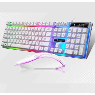 Kit Teclado Mouse Semi Mecânico RGB LED Gamer Jogo M400 Com Fio