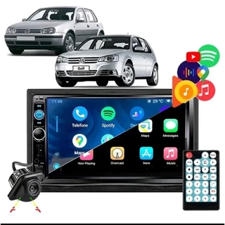 Kit central multimídia Mp5 2din GOLF 1999 até 2013 Espelhamento Bluetooth USB + moldura + câmera de ré.