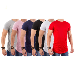 Kit C/6 Un Camisas Blusas Camisetas Masculinas Long Line Oversize Swag Excelente Qualidade