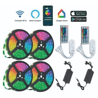 Fita de Led Inteligente 10 20 metros Wifi Smart 5050 Compativel com Alexa Google tuya smart life positivo
