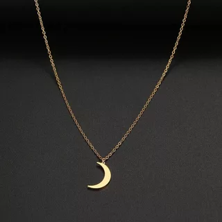 Colar com Pingente de Lua Aço Inoxidável 316L