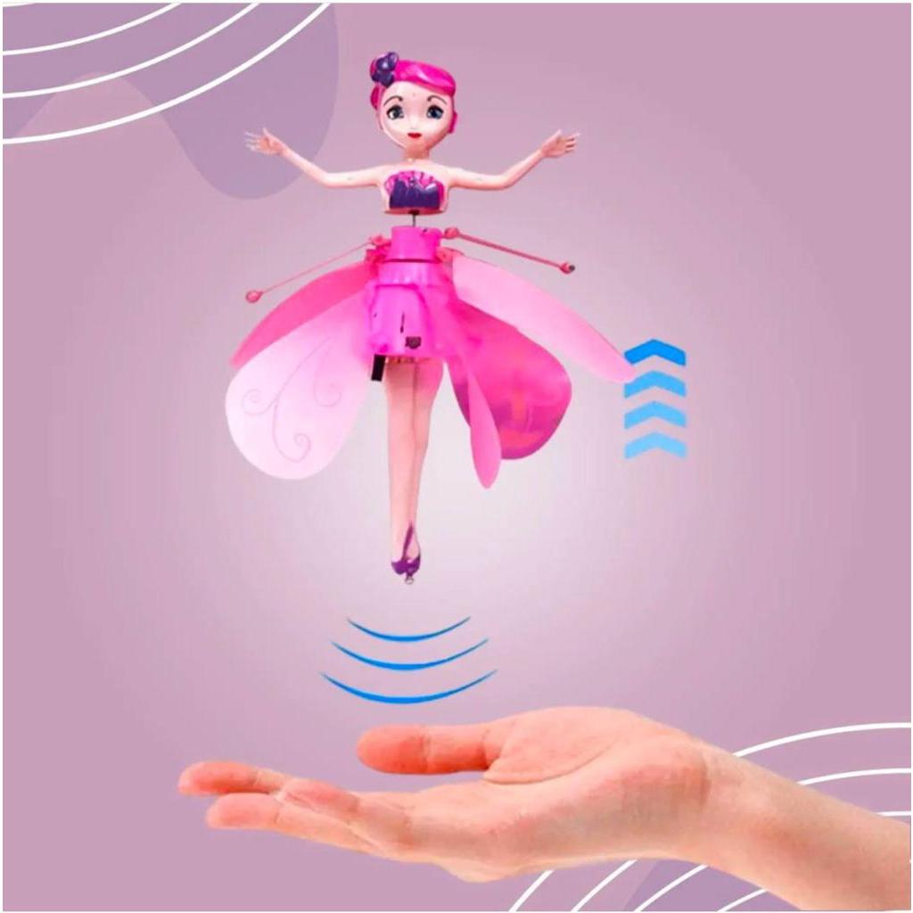 Boneca Voadora Recarregável Com Controle Remoto Luzes Colorida Rosa ENVIO RÁPIDO