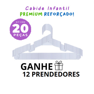Kit 10 Cabides de Madeira Infantil Bebe Criança