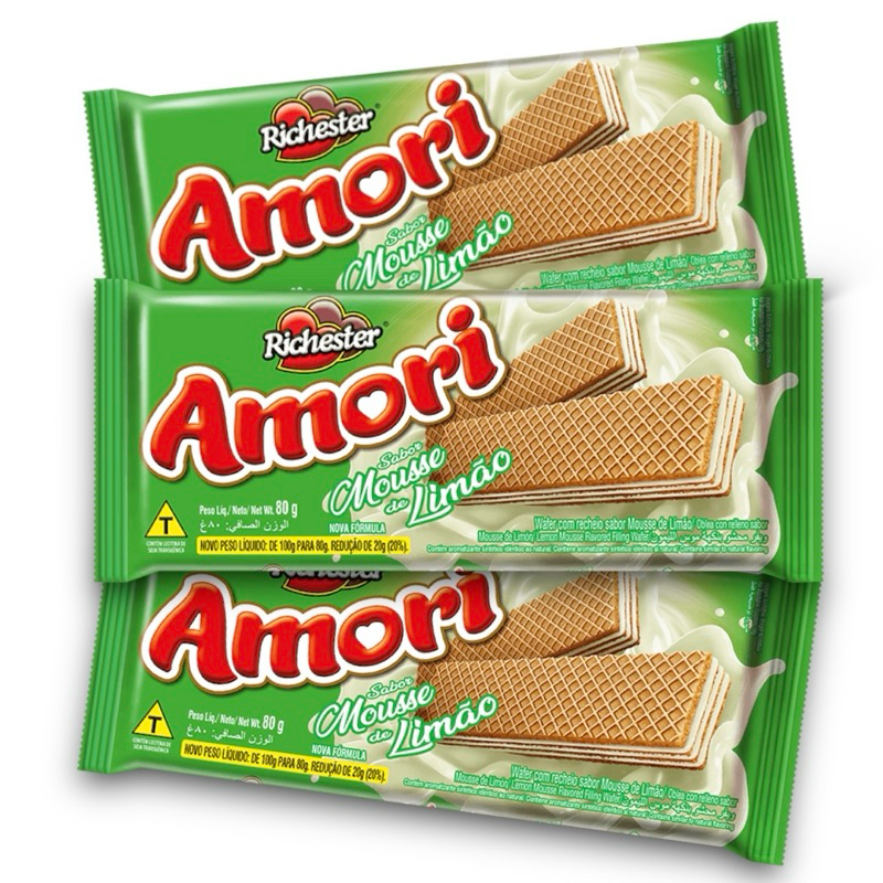 Kit 12 Unidades Biscoito Wafer Amori Richester 80g | Shopee Brasil