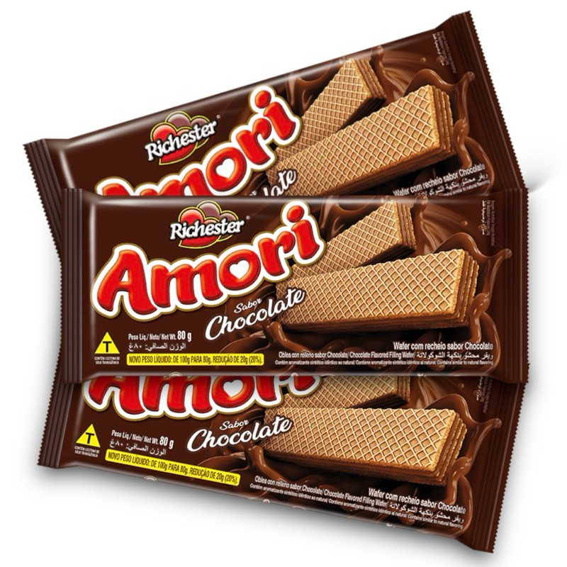 Kit 12 Unidades Biscoito Wafer Amori Richester 80g | Shopee Brasil