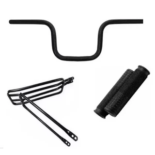 Bagageiro Garupa + Guidão Tipo Moto Cg Titan retro + Manoplas para bike bicicleta aro 20 24 26