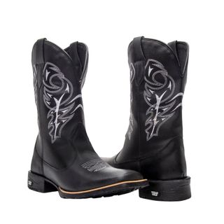 Bota Texana Masculina Country Delegada Bico Quadrad de Couro Legitimo ...