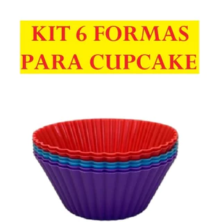 Kit 6 Formas 7,5x4,5x3,5CM De Silicone Para CupCake Mini Bolos Doces Para Sua Cozinha Prático De Desenformar Multiuso