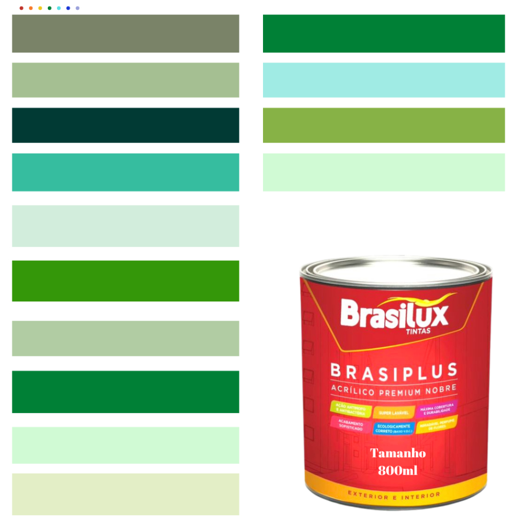 Tinta de Parede Verdes 800ml Brasiplus Fosca