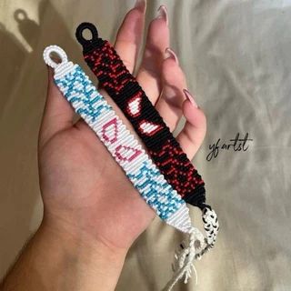 pulseira homem aranha teia pulseira marvel amizade casal macramé