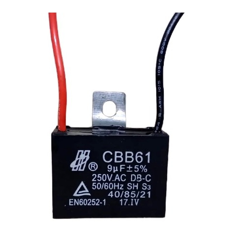 Capacitor Quadrado Para Ventilador 2 Fios 9uf 250vac Cbb61