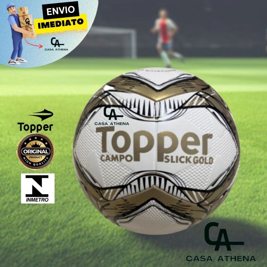 Bola De Futebol Campo Oficial Topper Original Gold Premium Slick Gold Tecnofusion