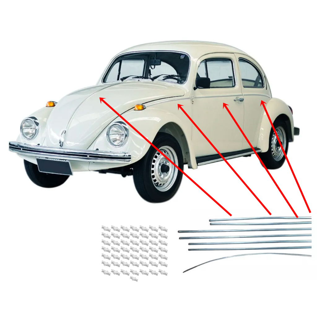 Kit Friso Lateral Alumínio Do Fusca 1300 1500 71 Em Diante Modelo Fino ...